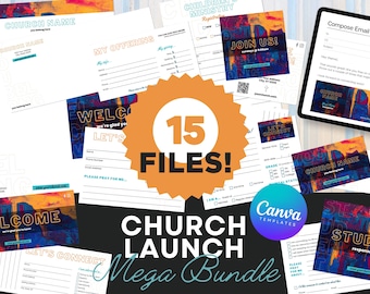Mallar för kyrkans varumärke i Canva: Lanseringsidentitetspaket (digital nedladdning)