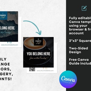 Square Church Invitation Template: Modern QR Code Design (Canva) image 6