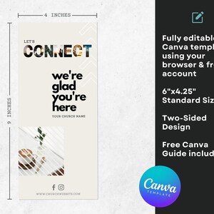 Church Connection Card Template: Modern Welcome Card (canva, 4x9 ...