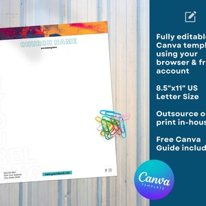 Plantilla Canva con membrete de la iglesia, papelería editable, administración de la iglesia, recursos sin fines de lucro, recursos de la iglesia, gráficos de la iglesia CGC004