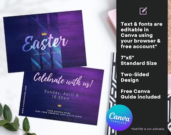 Editable Easter Church Flyer Template: Canva Promo Card (5x7) (Digital Download)