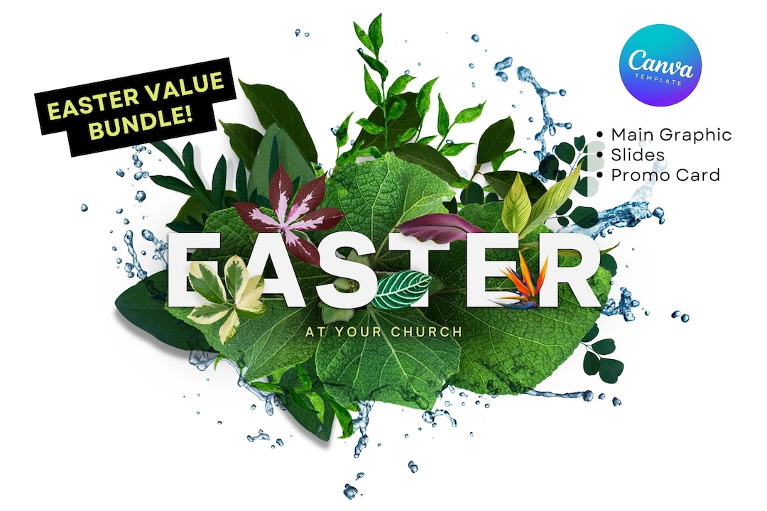 Easter Church Graphics Bundle Canva Templates Church Holidays