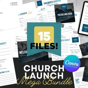 Church Launch Brand Bundle, EDITABLE Canva Templates, Church Branding, Sunday Connection Welcome Card, Church Brand Identity Package CGC001