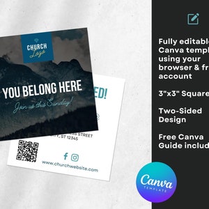 Square Church Invitation Template: Modern QR Code Design (Canva) image 2