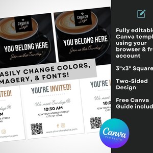 Square Church Invitation Template: Modern QR Code Design (Canva) image 8