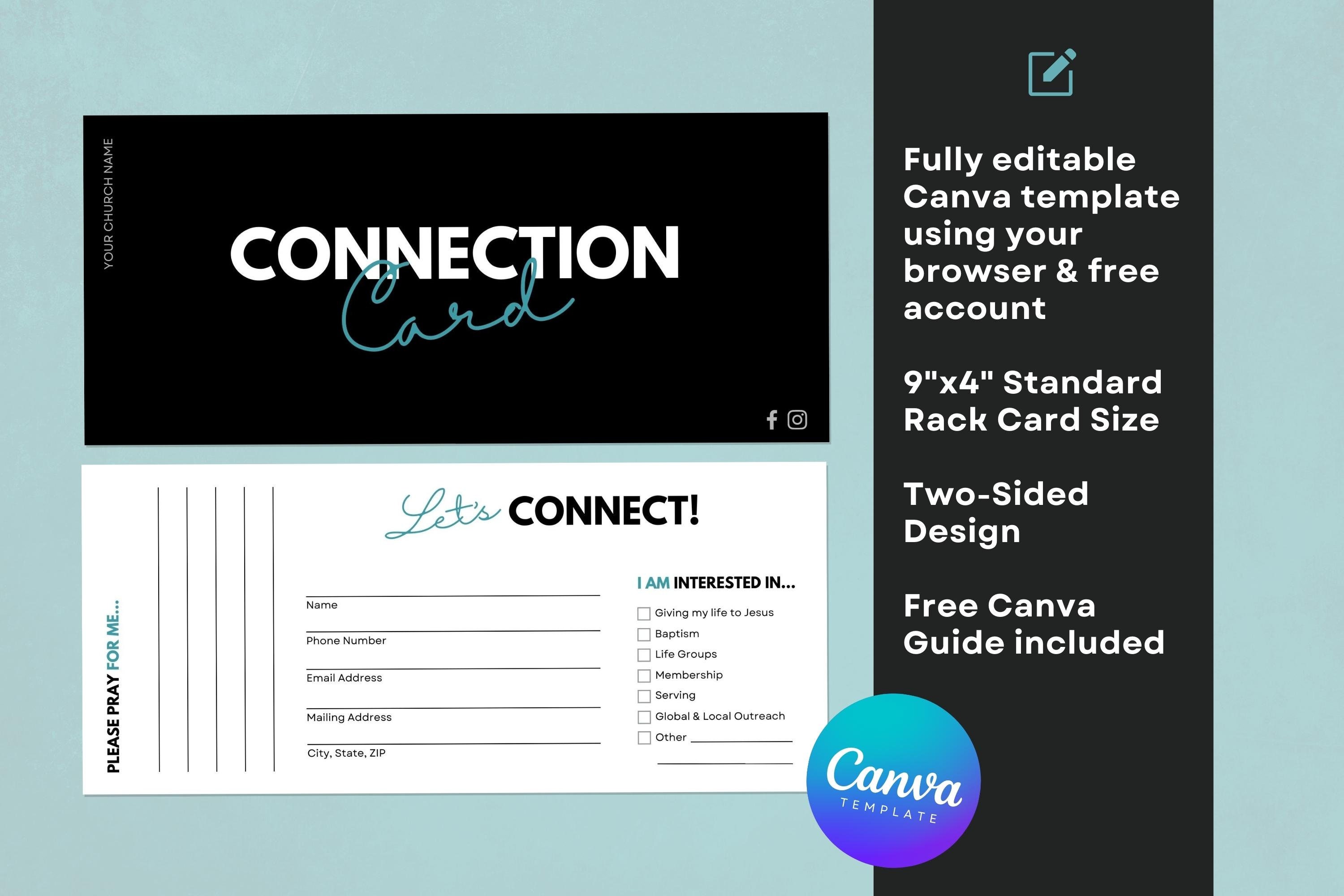 Church First Timer Card Church Connection Card Canva Template: Visitor Guest Prayer Welcome ...