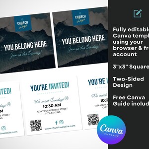 Square Church Invitation Template: Modern QR Code Design (Canva) image 7