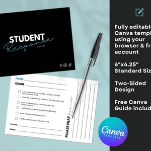 Youth Ministry Response Card Canva Template: Editable Prayer Card (Digital Download)