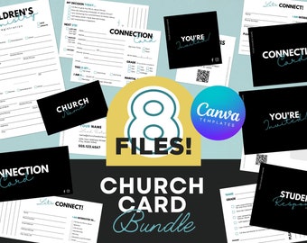 Church Card Bundle: Welcome, Connection, Registration (Canva Templates Digital Download)