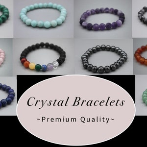Gemstone Bracelets 8mm round, healing bracelet, beaded bracelet, spiritual bracelet, Variety 8 mm Rounded Stone Natural Crystal Bracelets