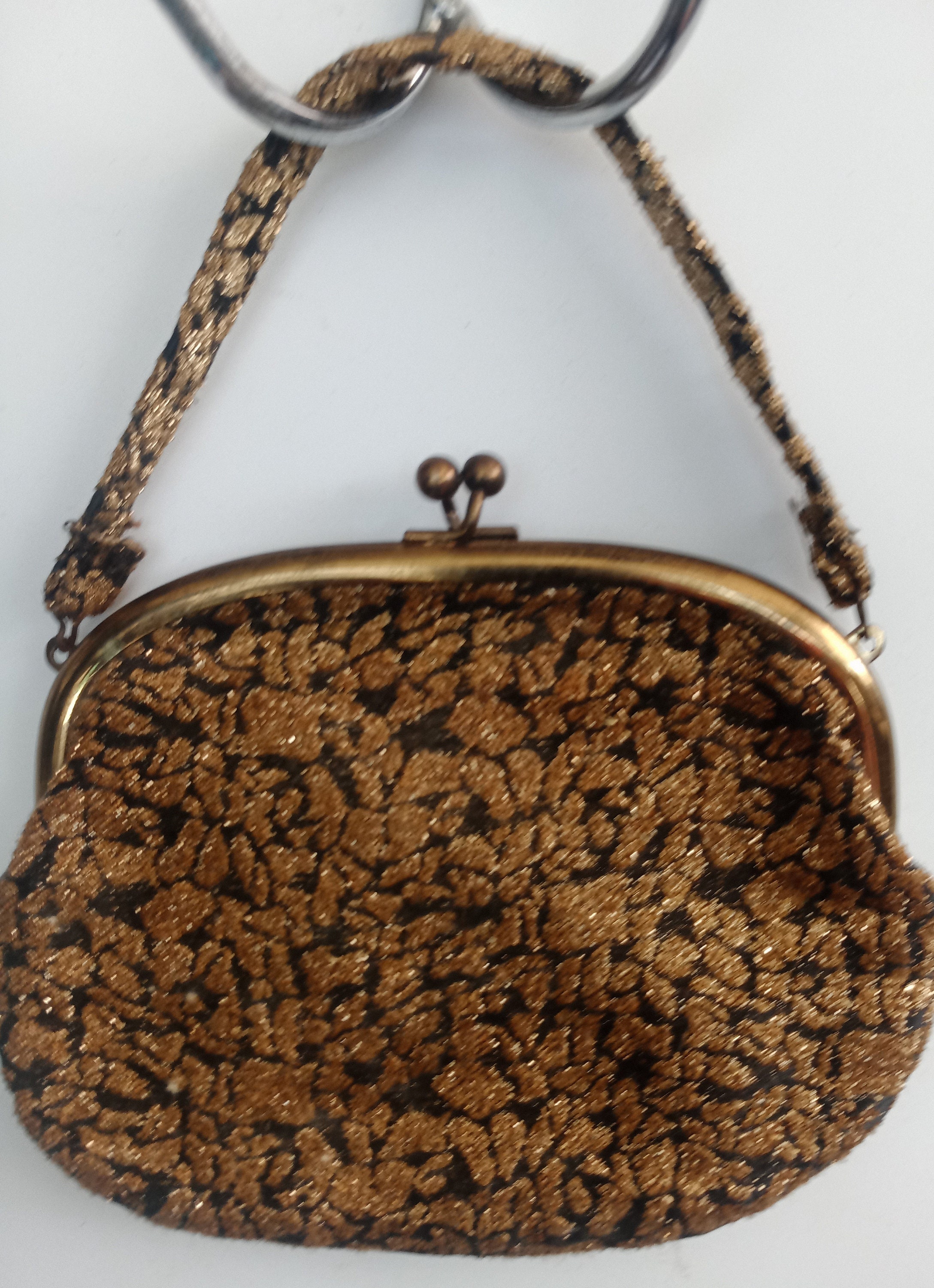Vintage Gold Embroidery Black Cloth Clutch Purse - Etsy