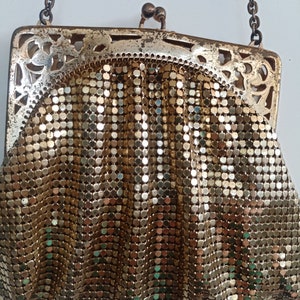 Vintage Gold Mesh Chainmail Whiting & Davis Clutch Purse With Filigree