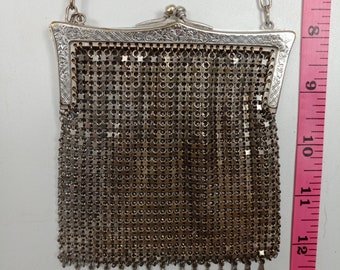 Vintage  Real Silver Chainmail Mesh Clutch Purse