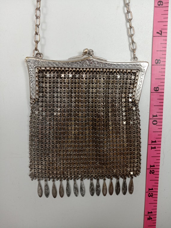 Vintage  Real Silver Chainmail Mesh Clutch Purse