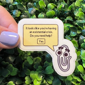 Clippy the Paperclip Funny Stickers / WATERPROOF / Easy Peel / Funny Coworker Gift / Funny Bridesmaid Gift / Funny Christmas Gift