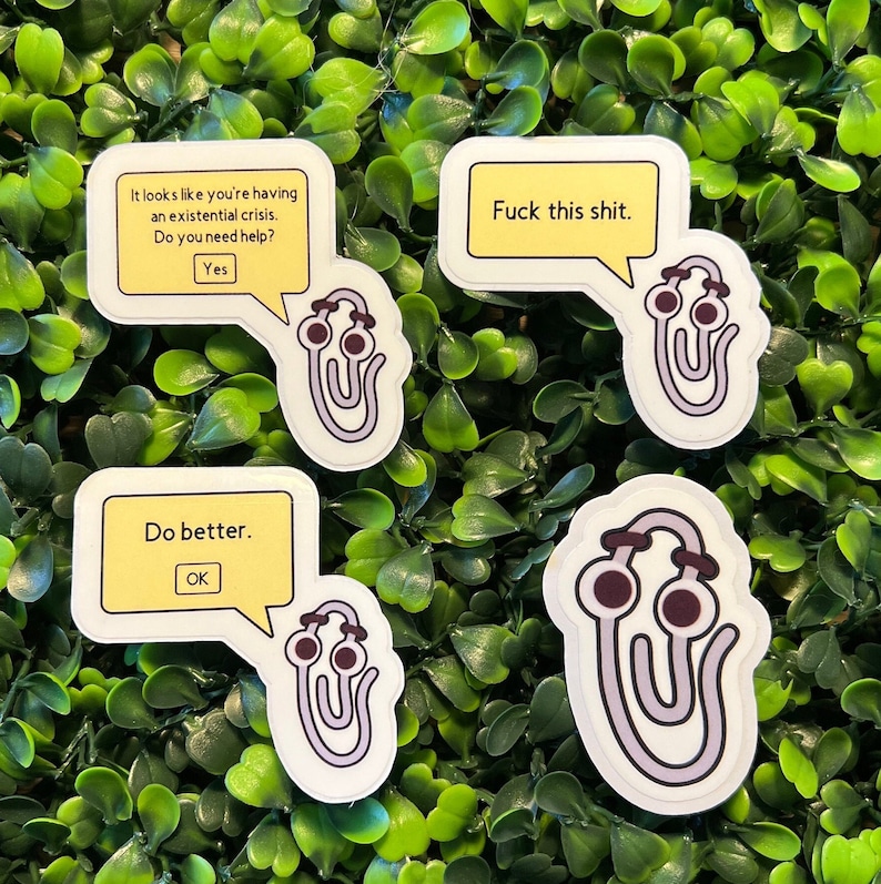 Clippy the Paperclip Funny Nostalgic Stickers / WATERPROOF / Easy Peel / Funny Coworker Gift / Funny Bridesmaid Gift / Funny Christmas Gift afbeelding 5