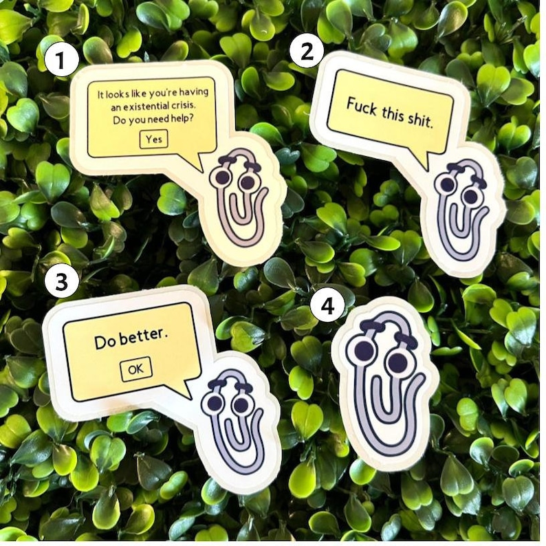 Clippy the Paperclip Funny Nostalgic Stickers / WATERPROOF / Easy Peel / Funny Coworker Gift / Funny Bridesmaid Gift / Funny Christmas Gift afbeelding 6