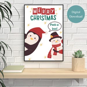Stampa Buon Natale / Peek-a-boo / Stampe natalizie / Stampe invernali / Arredamento per la casa / Arte murale stampabile / Stampa digitale / Download digitale