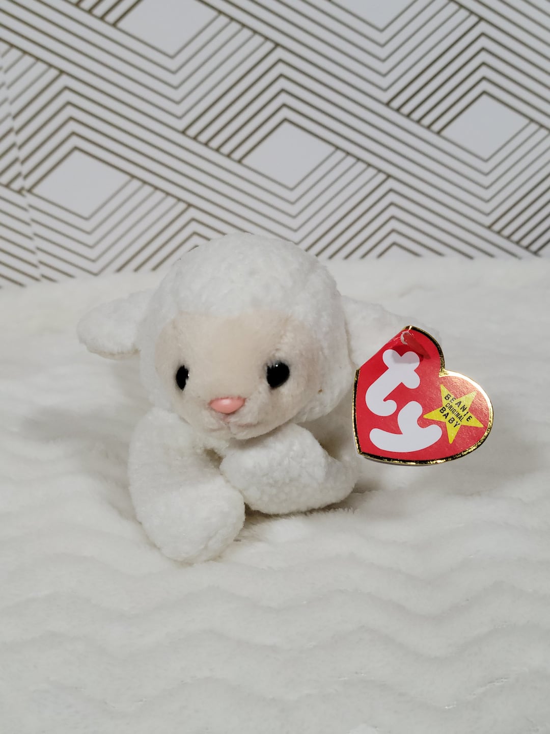 Fleece the Lamb Beanie Baby white Etsy