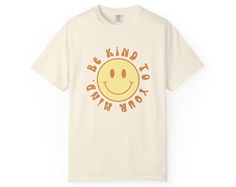 T-shirt met smiley "Be Kind to Your Mind" | Bewustzijn van geestelijke gezondheid