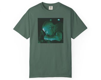 Groen neon JB Concert-portret-T-shirt | Vintage fotoafdruk vierkante zanger