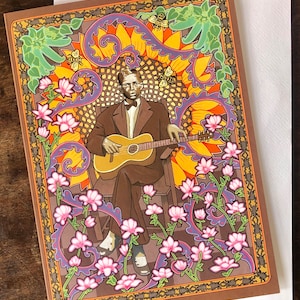 Charley Patton Art Nouveau Blank Greetings Card
