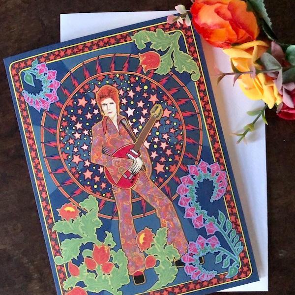 David Bowie Art Nouveau Greetings Card