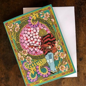 Kurt Cobain Art Nouveau Greetings Card. Fine art giclée print.