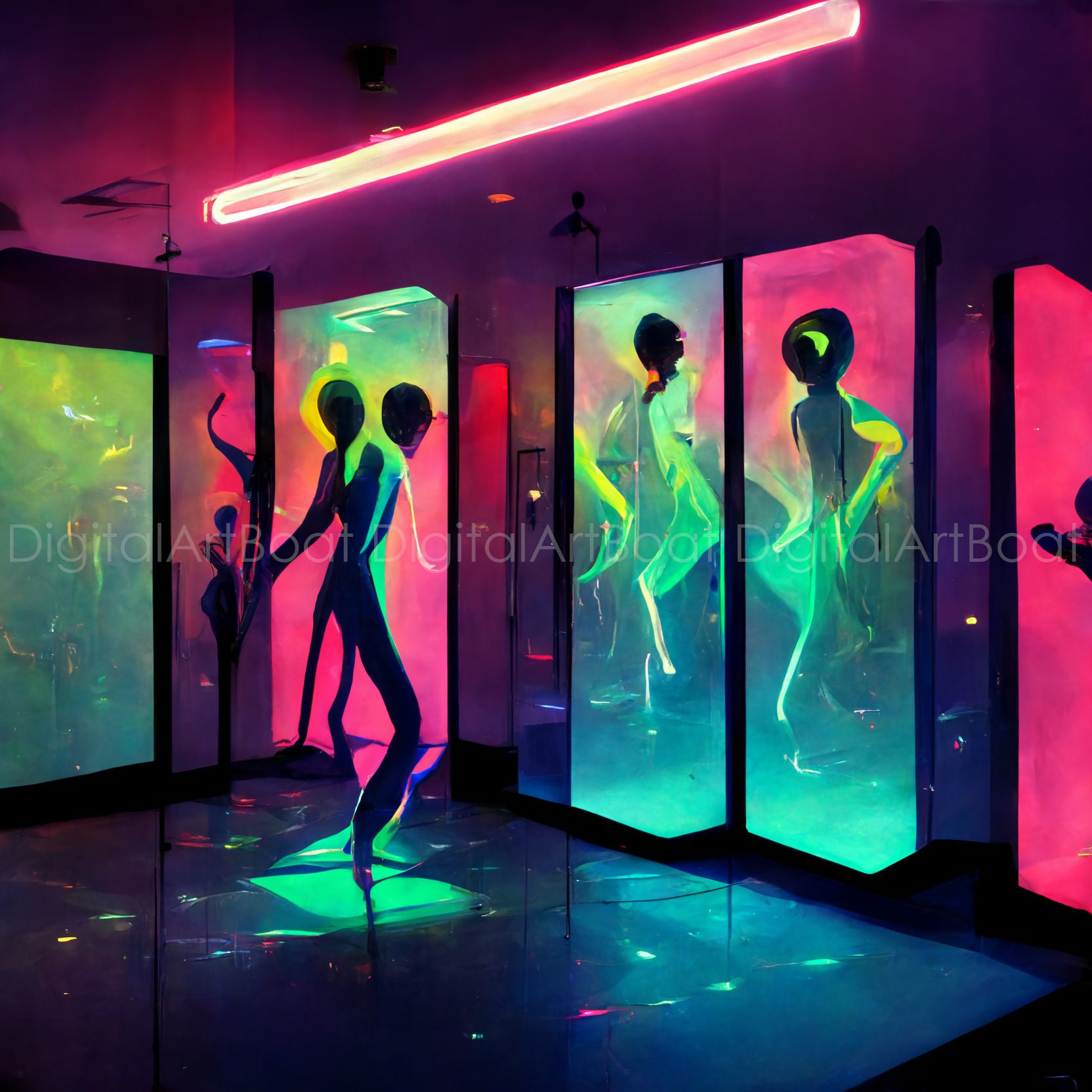 Dancing in Neon Mirrors / Digital Download Etsy