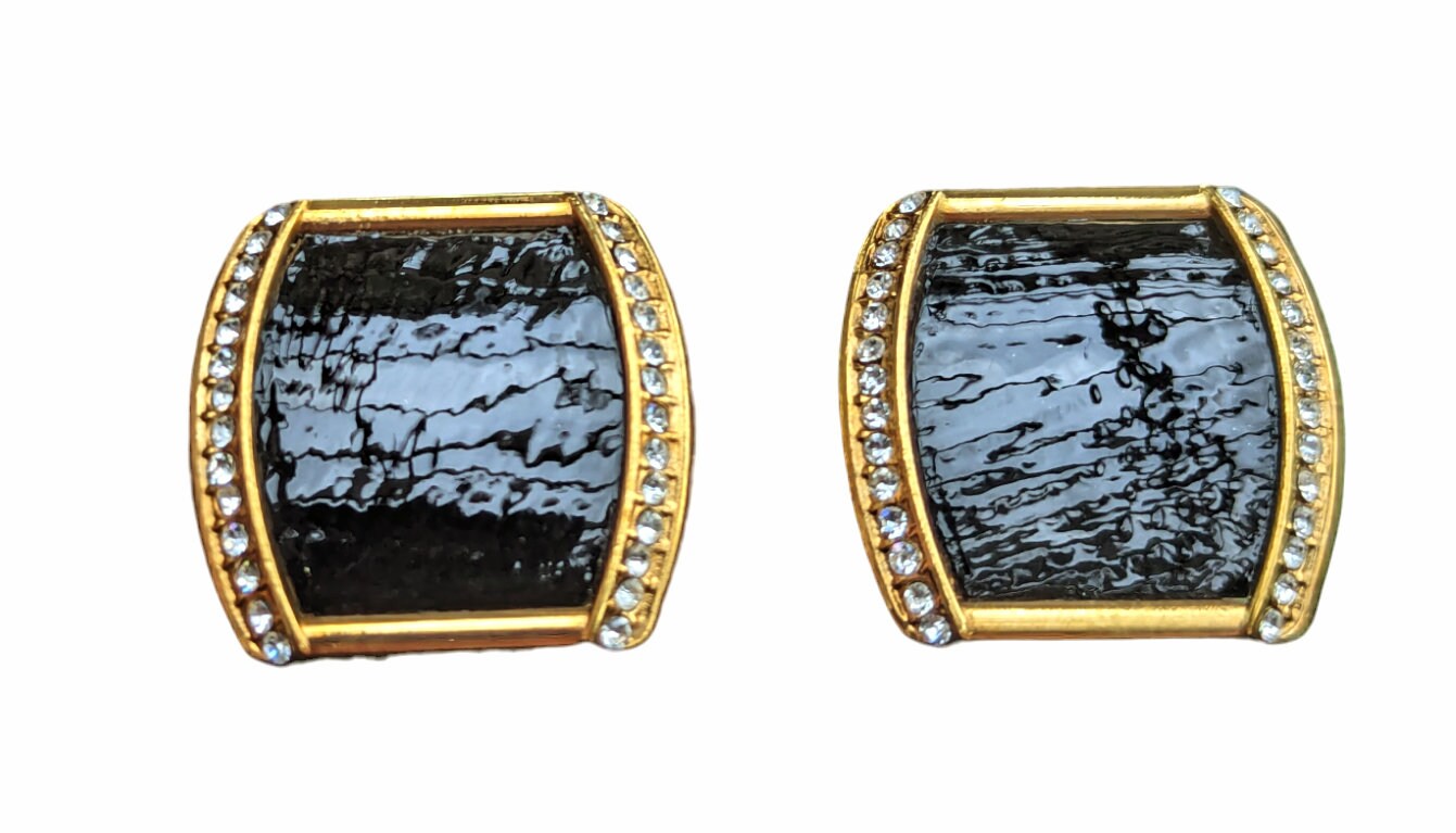 Joan Rivers Black Leather Earrings - Etsy display picture 3