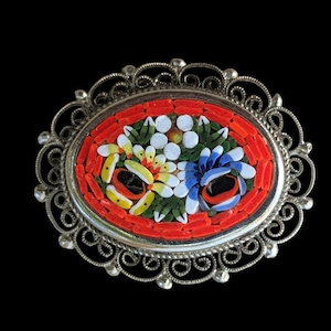 Italian micro mosaic brooch