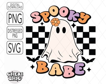 bebé espeluznante svg / fantasma lindo svg / halloween png / halloween svg / bebé espeluznante png / fantasma lindo png / fantasma retro a cuadros / svg espeluznante