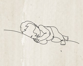 Baby Line Art Print for Nursery DOWNLOAD PNG