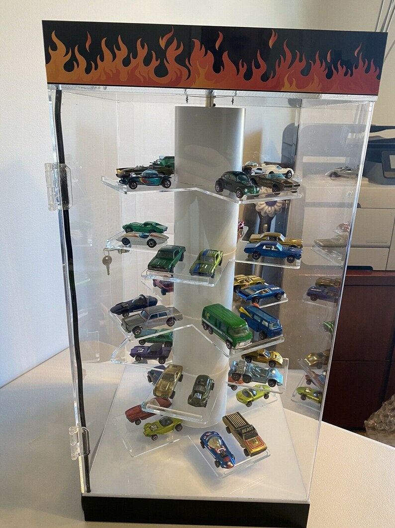 HOT WHEELS Rotating Display Case LED Lighted Holds 4060 Cars Etsy