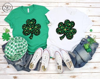 Shamrock Leopard Print St Patrick's Day Shirt, Lucky Clover Tee