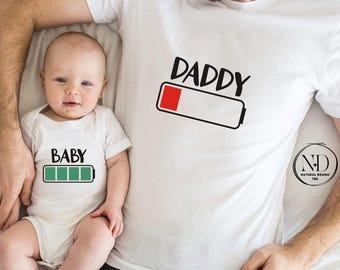 Daddy Low Battery Shirt, Son Full Battery Matching Set