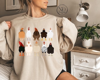 Chicken Breeds Sweatshirt, Farm Animal Shirt, Chicken Lover Gift