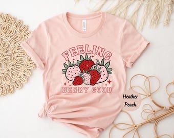 Feeling Berry Good Strawberry Retro Print Shirt
