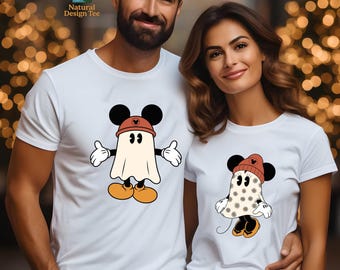 Mickey and Minnie Halloween Shirt, Disney Halloween Gift Shirt, Mickey and Minnie Ghost Shirt, Halloween Disney Trip Shirt