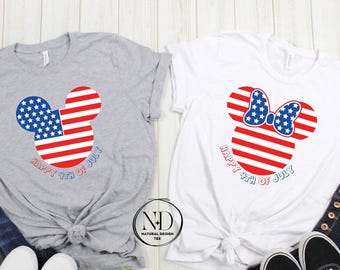 4th of July Minnie Mickey American Flag Shirt,4th of July Minnie Mickey Shirt, USA Flag Disney,4th Of July Couple Tee, Independence Day Tee