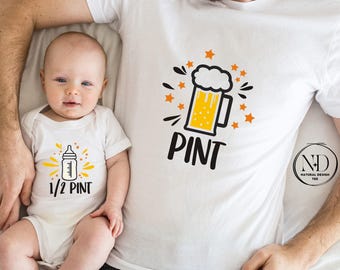 Pint Half Pint Matching Shirt Set, Father's Day Gift