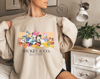 Mickey & Co 1928 Sweatshirt, Retro Vintage Disney Sweatshirt, Retro Mickey And Co, Disneyworld Sweater , Gift for family, Family Sweater