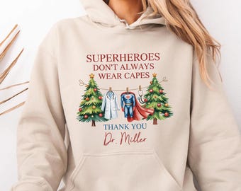 Custom Doctor Christmas Hoodie, Healthcare Worker Christmas Sweatshirt, Medical Christmas Sweater