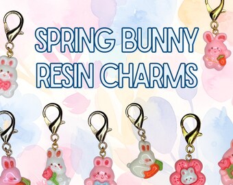 Bunny Stitch Markers | Cute Crochet and Knitting Markers | Spring Resin Charm | Zipper Pull, 2026 Grad Gift