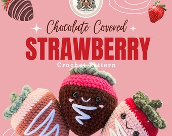 PATTERN ONLY - Chocolate Dipped Strawberry Crochet Pattern! *Beginner Friendly* Valentine's Day Gift