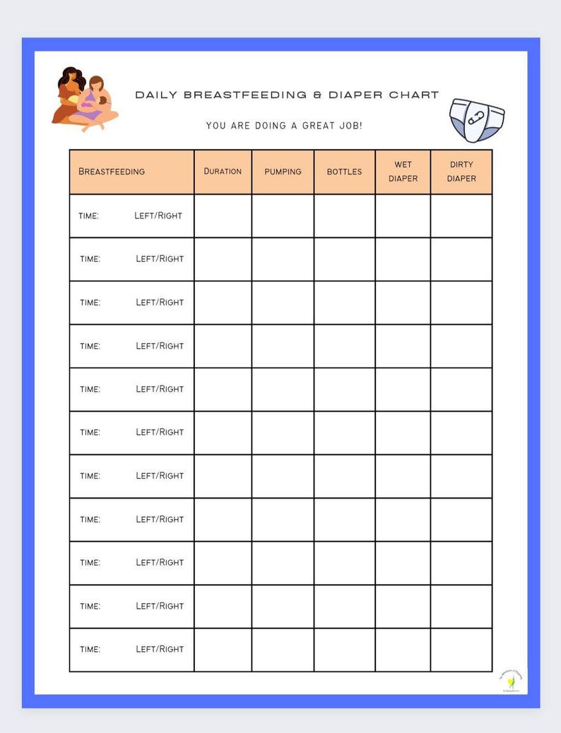 Breastfeeding and Diaper Log digital Download Etsy