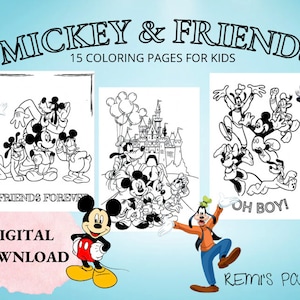 Coloring Pages Mickey & Friends Digital Download: Coloring Pages