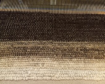 Alpaca Handwoven Rugs in White or White with Fawn Stripe or White, Gray & Bay Black Gradient to