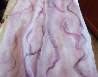 Nuno Felted Scarf -Pink with Purple Accents