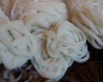 100% Huacaya Alpaca Roving  Natural White
